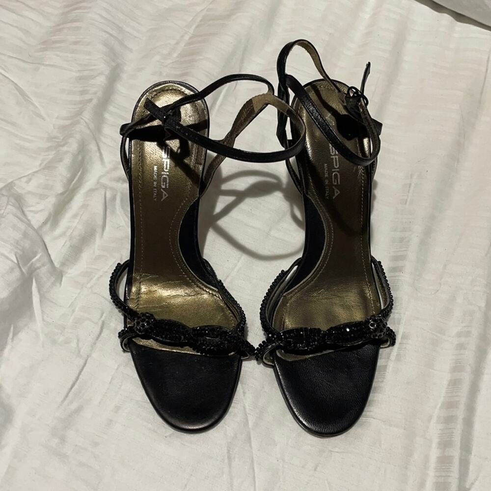 Via Spiga 8 black jeweled strappy sandal worn once